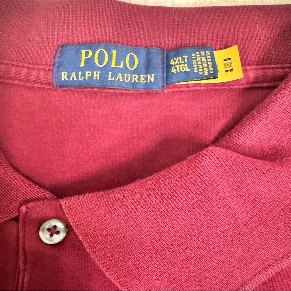 Polo Ralph Lauren soft collared long sleeve maroon logo pony cotton shirt 4XLT - Picture 7 of 8